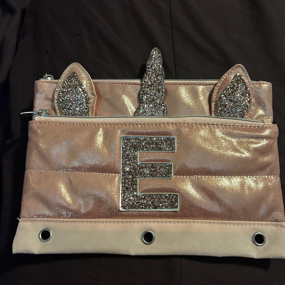 Justice Girls Pink Unicorn Pencil Pouch